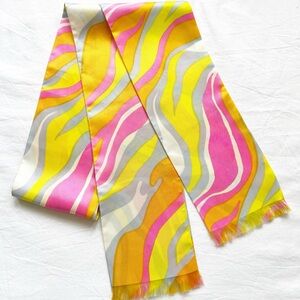 Vintage 60s Mod Psychedelic Silky Scarf